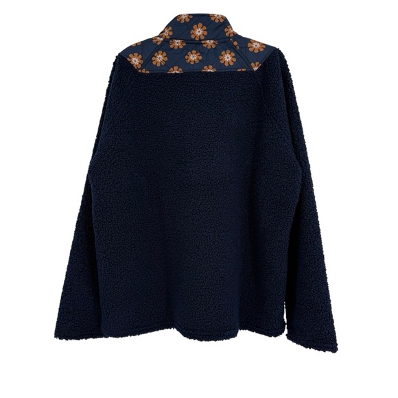 Vera Bradley 1/4 Zip Jacket Womens Size Medium Teddy Fleece Quilted Floral Blue - Picture 2 of 9